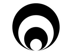 an abstract black and white logo with the letter o in it's center, surrounded by smaller circles