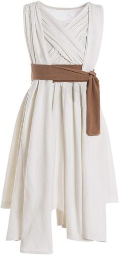 a white dress with a brown belt