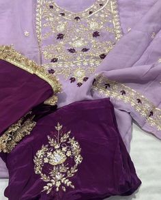 #punjabisuits Purple Colour Suit Design, Combination With Lavender Color, Color Combination With Lavender, Light Purple Punjabi Suit, Purple Combination Dress, Punjabi Suit Colour Combination, Suits For Women Punjabi, Purple Suit Women Indian