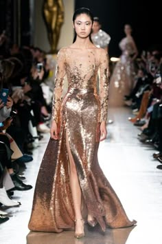 Elie Saab Spring Summer 2019 Haute Couture Collection – Paris Gold Gown, Couture Gowns, Luxury Dress