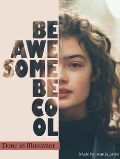 a woman with curly hair is looking at the camera and has words above her head