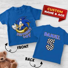 Personalized Sonic Birthday shirt, Custom Sonic Shirt, Sonic Hedgehog Birthday Shirt, Birthday Boy Girl Shirt, Custom Family Birthday Shirt D1IG22 👉Adult Unisex T-Shirt brand is BELLA + CANVAS - 100% Airlume combed and ringspun cotton (fiber content may vary for different colors) - Light fabric (4.2 oz/yd² (142 g/m - Retail fit - Tear away the label - Runs true to size 👉Youth T-Shirt brand is GILDAN - 100% Cotton (fiber content may vary for different colors) - Light fabric (5.3 oz/yd² (180 g/m - Classic fit - Tear away the label - Runs true to size 👉Infant/Toddler/Bodysuit brand is RABBIT SKINS - 100% Combed ringspun cotton (fiber content may vary for different colors) - Light fabric (4.5 oz/yd² (153 g/m - Tear away the label 👉Unisex Jersey Tank brand is BELLA + CANVAS - Extra Light fa Sonic Birthday Shirt, Sonic Shirt, Sonic Birthday Party, Sonic Birthday Parties, Hedgehog Birthday, Sonic Hedgehog, Sonic Birthday, Family Birthday Shirts, Birthday Boy Shirts