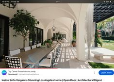 the inside of a house with an outdoor dining area