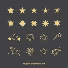 gold stars and snowflakes on a black background