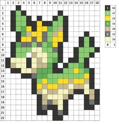 a cross stitch pattern with an image of a green and yellow cat in the middle