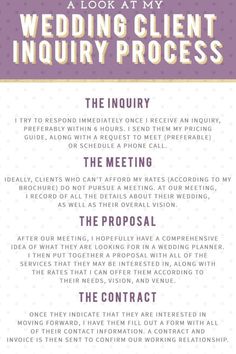 the wedding client inquiry process