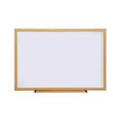 a whiteboard with wooden frame on a white background