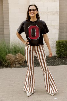 OHIO STATE BUCKEYES GAMEDAY GALORE STUDDED SHORT SLEEVE MODERATELY CRO Studded Shorts, Short Sleeve Design, Ohio State Buckeyes, After Party, Cropped Tee, Cold Air, Ohio State, Sleeve Designs, Crop Tee