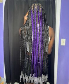 Peekaboo Box Braids With Beads, Braided Hairstyles Peekaboo, Hairstyles Peekaboo, Peekaboo Braids With Beads, Peek A Boo Box Braids, Peekaboo Purple, Peekaboo Braids, Peekaboo Hair Colors, Black Kids Braids Hairstyles