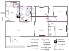 the floor plan for an apartment with two separate rooms and one living room in it