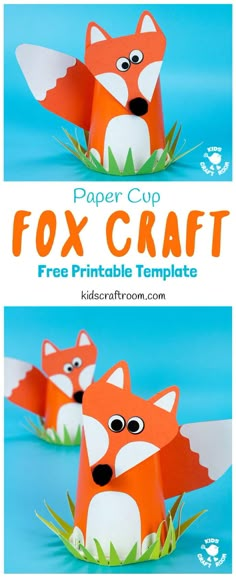 the paper cup fox craft is made with construction paper