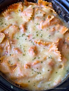 a casserole dish with meat and cheese in a crock pot, ready to be eaten