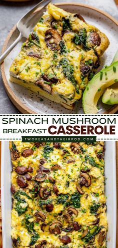 This Spinach Mushroom Breakfast Casserole is one of the best brunch recipes to make at home! This homemade egg casserole is hearty, filling, and full of flavor! Add this vegetarian casserole to your simple breakfast ideas! Spinach Mushroom Breakfast, Breakfast Casserole With Spinach, Mushroom Breakfast Casserole, Vegetarian Egg Casserole, Easy Vegetarian Breakfast, Casserole With Spinach, Simple Breakfast Ideas, Vegetarian Breakfast Casserole, Baked Breakfast Casserole