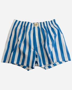 Blue and white striped boxer shorts Striped Shorts Men, Boxer Fashion, Boxer Shorts Men, Beach Shorts Men, Man Shorts, Stripe Fashion, Boxer For Men, Mens Boxer Shorts, Future Clothes