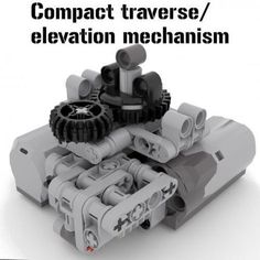 an image of a tank with gears attached to it's front end and the words compact traverse / elevation mechanism