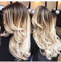 Brunette To Blonde Ombre, Brunette Haircuts, Grey Balayage, Brunette Hair Cuts, Blonde Makeup, Balayage Hair Color, Ombre Blond, Brown Ombre Hair, Ombre Hair Blonde