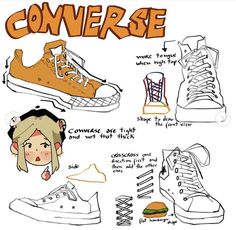 an image of converse shoes with different types of shoes on top and below the words converse