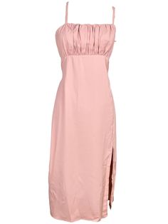 A vision of beauty and finesse, you'll look and feel irresistibly classy and elegant in this Delicate Pink Midi Pleated Dress. Crafted from lightweight fabric adorned with delicate pleating, this stunning midi dress features a side slit and a hidden back zipper closure for a touch of sophistication. Finished with a criss-cross tie closure, this stylish dress is the perfect addition to your wardrobe.    Why You'll Love It    Lightweight, Tea-Length Dress is a classy option for any upscale event Tea Length Dresses, Tea Length, Pleated Dress, Stylish Dresses, Lightweight Fabric, Criss Cross, Fall In Love, Blush Pink, Workout Clothes