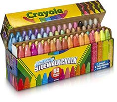 crayons sidewalk chalk set in display box on white background with clippings