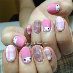 Kawaii Nail Art, Nail Drawing, Anime Nails, Racun Shopee, Grunge Nails, Hello Kitty Nails, Really Cute Nails, Ideas Handmade