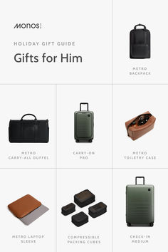 the gift guide for him includes luggage and other items that are available in this package