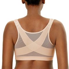 PRICES MAY VARY. Supportive X-shape back espeically for excellent support and straight posture Multi adjustable front close design offers ultimate convenience and perfect fit Wirefree and non padded design, thickened lining provides more support & compression Wide padded adjustable straps with cushion for extra comfy and shoulders relief Elastic underband provides additional support Mesh design in this bra makes it breathable and beneficial for ventilation.  The material is soft, smooth and skin Straight Posture, Posture Corrector Bra, Posture Bra, Posture Support, Front Closure Bra, Posture Corrector, Bra Size Charts