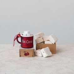 marshmallows and hot cocoa in a red mug