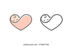 two hearts shaped like babies sleeping next to each other