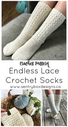 crochet pattern for ladies's lace crochet socks with text overlay