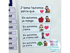 the french language poster is displayed in front of a white wall with words and pictures on it