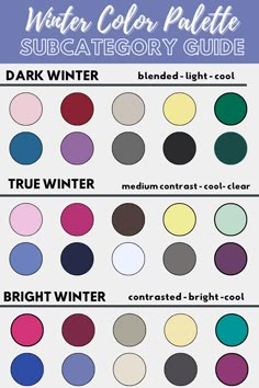 the winter color palette guide for your home or office, with text overlaying it