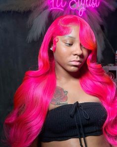 Pink Wigs, Pink Wig, Go Crazy, Dark Skin Women, Hair Inspiration Color, Baddie Hairstyles