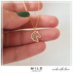 14k Solid Gold Horse Necklace * Dainty Everday Chain Necklace * Origami Horse Necklace * Gift for Horse Lovers * Western Necklace * Horse Charm * Gift for Horse Trainer * Gift for Daughter * Gift for Mom That is chic, tiny, cute, small and delicate Horse Necklace in 14k Solid Gold. You can use Horse Necklace alone everyday or you can combine with your other necklaces. D E T A İ L S * Material: 14k Solid Gold (Real Solid Gold, No Gold Plated or No Gold Filled Material) * Color : You can choose 14 Engraved 14k Gold Filled Necklaces For Gift, Handmade 14k Gold Necklaces For Mother's Day, Handmade 14k Gold Necklace As Gift For Her, Handmade 14k Gold Necklace Gift For Her, Handmade 14k Gold Necklace For Gift, Tarnish Resistant Pendant Necklace For Birthday Gift, Tarnish Resistant Yellow Gold Necklace For Birthday Gift, 14k Gold Filled Charm Necklaces For Gifts, 14k Gold Filled Charm Necklace As A Gift