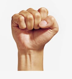 a person's fist is shown in the middle of their hand, against a white background