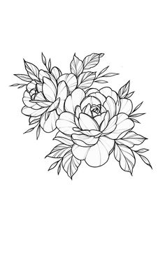 a black and white drawing of flowers