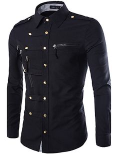 $16.19 - Men's Military Cotton Slim Shirt - Solid Colored Basic Classic Collar / Long Sleeve 5401498 2018. Shop for cheap Men's Shirts online? Buy at lightinthebox.com on sale today! Simpul Dasi, Party Shirts Men, Button Shirts Men, Mens Shirts Online, Mens Summer Outfits, Trendy Mens Fashion, Cargo Shirts, Men Shirt Style, Long Sleeve Shirt Dress