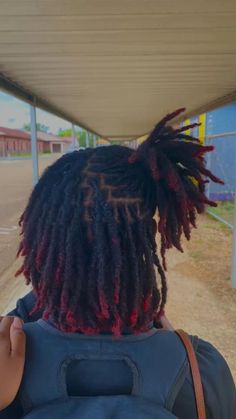 Loc Styles Ponytail Short, Models With Dreadlocks, Peanut Butter And Jelly Locs, Locs With Red Tips, Skunk Stripe Locs, Locs With Color, Dred Locks, Red Dreads