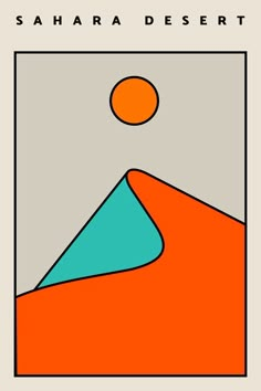 the cover art for sahara desert's album, featuring an orange and blue mountain