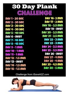 the 30 day plank challenge is displayed on an iphone