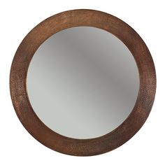 34" Round Hammered Copper Mirror - Rustic Kitchen & Bath - Mirrors - Premier Copper Products Round Mirror Frame, Contemporary Powder Room, Recycle Cardboard Box, Copper Mirror, Mdf Plywood, Copper Frame, Copper Pendant Lights, Circular Mirror, Copper Sink