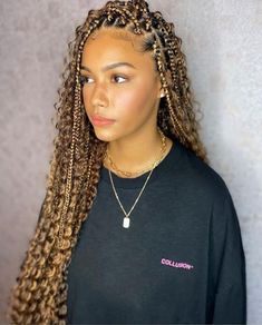 Blonde Box Braids, Colored Braids, Box Braids Hairstyles For Black Women, Braids Hairstyles Pictures, Micro Braids, Crochet Braids Hairstyles, Box Braids Styling, Braids With Curls