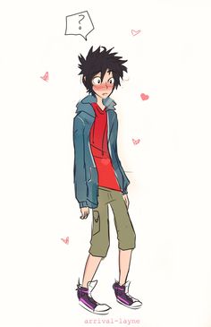 a drawing of a boy with black hair