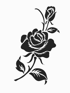 a black and white drawing of a rose