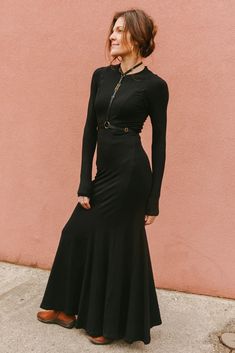 Bamboo Winter Dress - Black – The Phoenix Rose Concert Costumes, Hip Belts, Witchy Fashion, Winter Dress, Black Long Sleeve Dress, Fall 2022, Winter Outfit, Winter Dresses, Dress Black