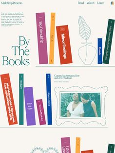 an advertisement for the book by the books is shown in blue, orange and green