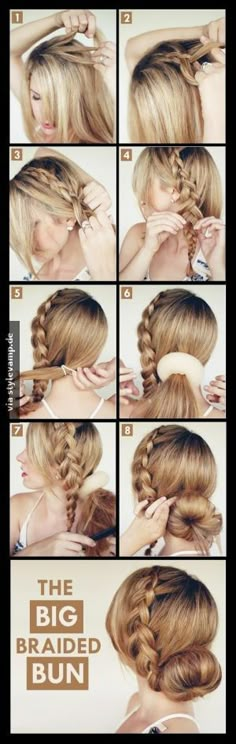 Tolle Dutt-Frisur <3 Hair Step By Step, Side Bun Hairstyles, Easy Updo Hairstyles, Hair Bun Tutorial, Hair Styles 2014, Penteado Cabelo Curto, Braided Bun