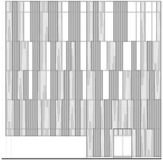 an architectural drawing of a building with vertical lines on the side and horizontal stripes on the top