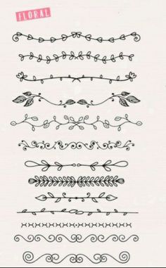 a bunch of different types of decorative designs on a piece of paper with the words loral written in it