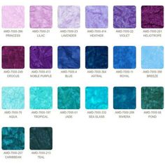 the color chart for different shades of blue and purple