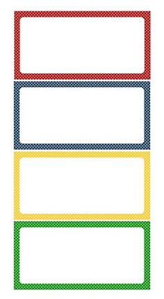 four colorful labels with dots on them